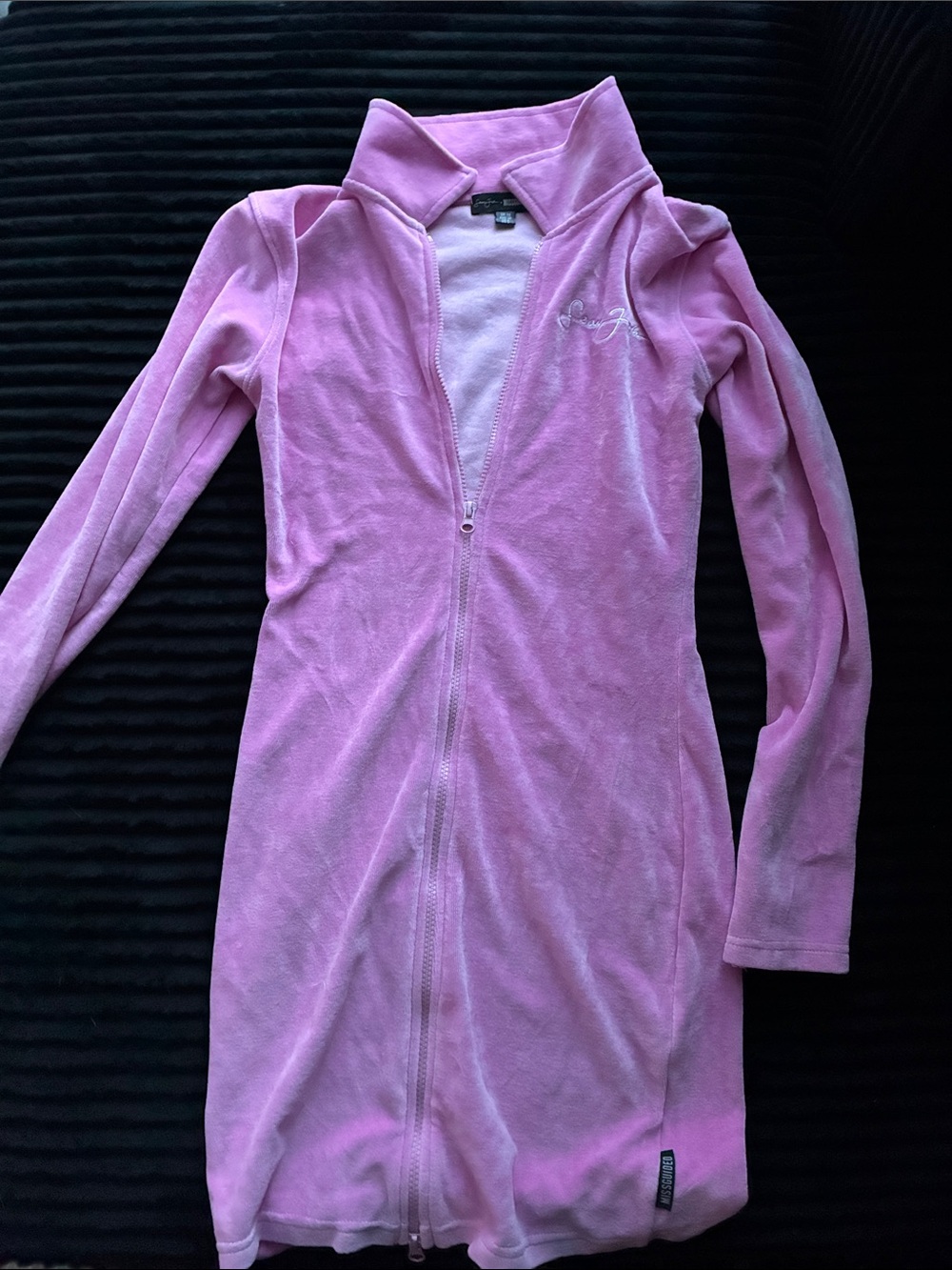 Sean Jean x Missguided Pink Velour Midi Zip Dress